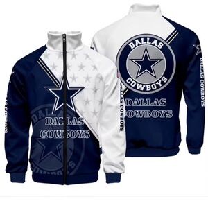 NFL Dallas Cowboys Blue and White Bomber Jacket